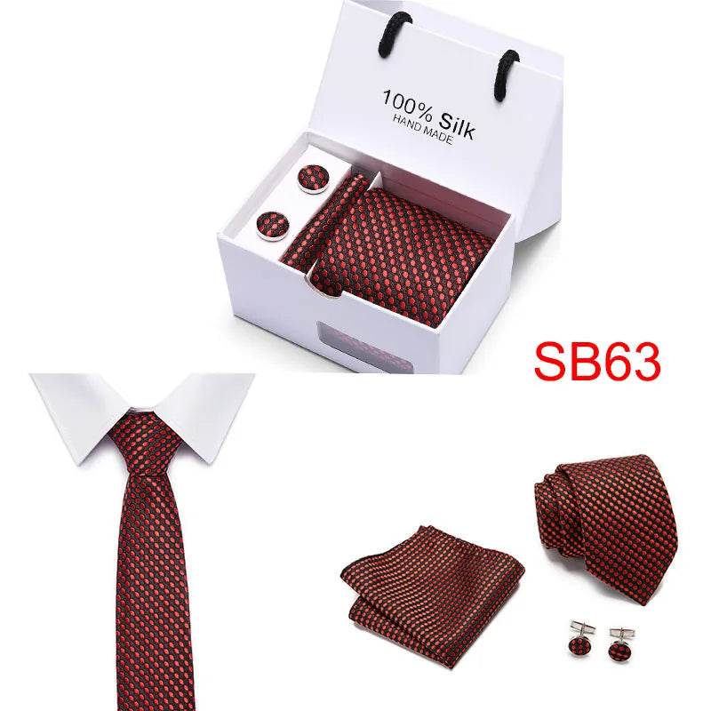 High Quality Silk Ties for Men 145cm Long Fashion Red Necktie 7.5cm Wide Formal Plaid Men's Tie  Drop Shipping