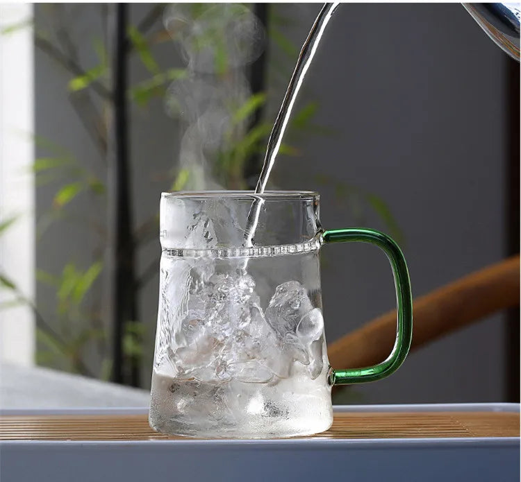 Heat-Resistant Glass Teacup with Filter, Flower Tea Cup, Office Drinkware Mugs with Cover and Infuser, Easy Using Teaware
