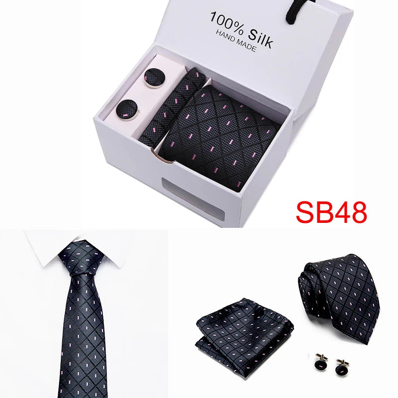High Quality Silk Ties for Men 145cm Long Fashion Red Necktie 7.5cm Wide Formal Plaid Men's Tie  Drop Shipping