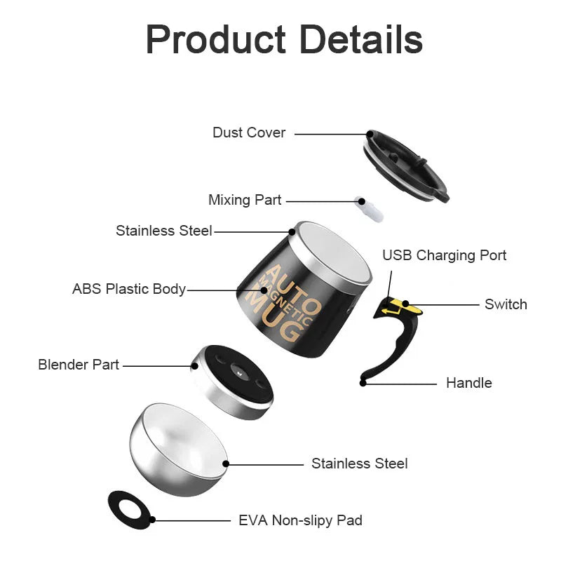 Electric Automatic Self Stirring Magnetic Mug Coffee Milk Mixing Cup Creative Electric Smart Mixer Water Bottle Birthday Gift