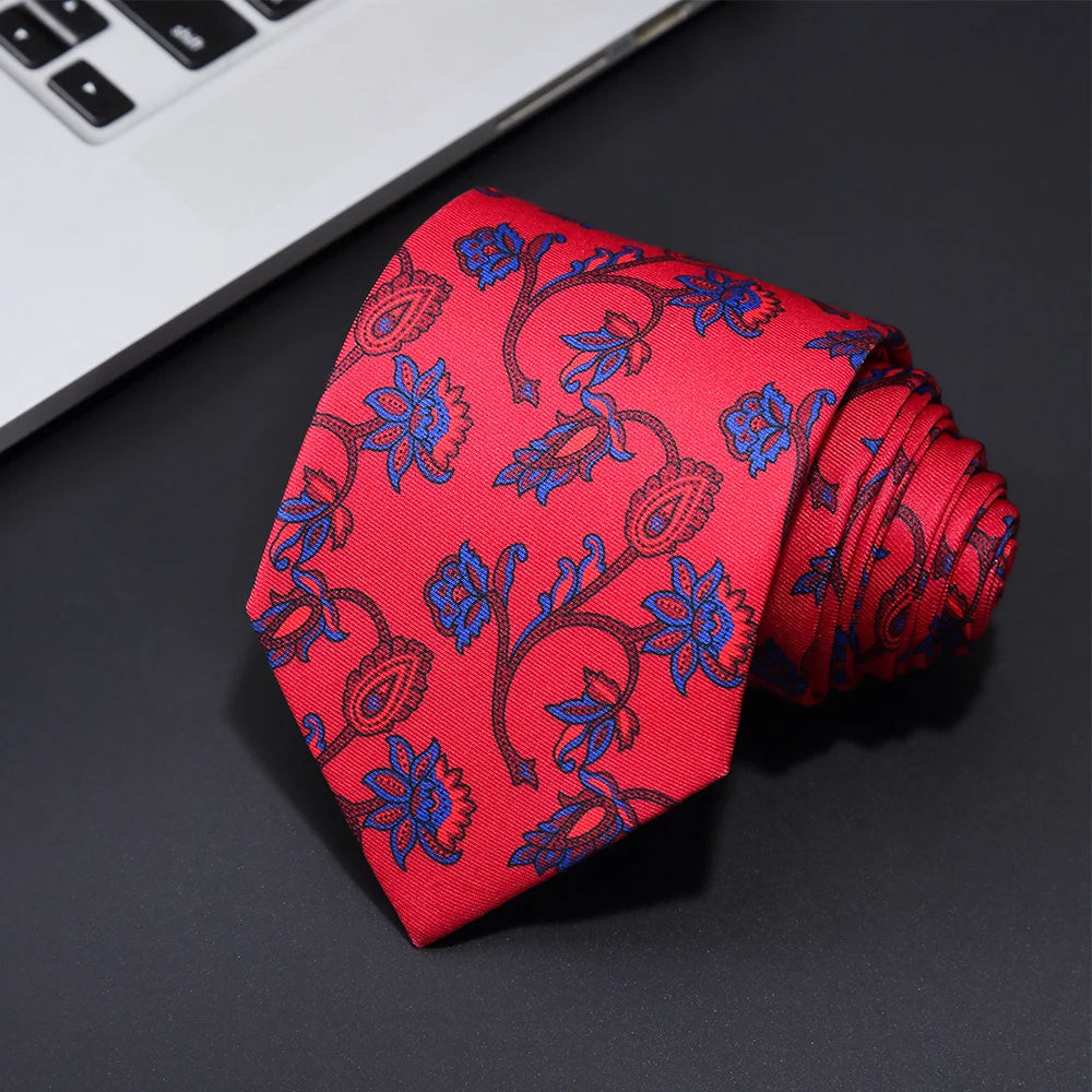New men's fashion print tie Hand-made 8cm silk necktie Paisley floral geometric Neck Tie for business party wedding gift
