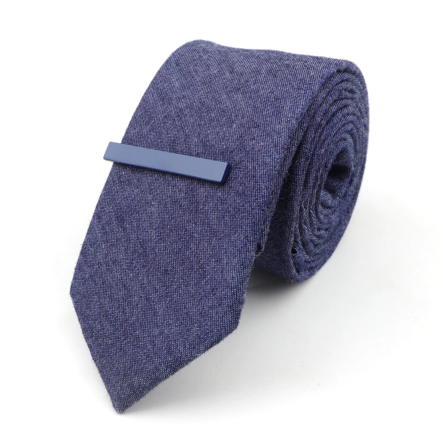 Tie&Clip Set Fashion 6cm Solid Color Linen/Cotton Necktie Bright Ties Pin Clips Clasp Colourful for Men's Clothing Accessories