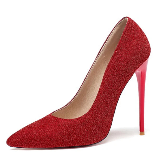 Big Size 47 Women's Stilettos Dress Shoes 4inches Heels Thin Heel Female Pumps Dancer Slip on High-heeled Show Shoes