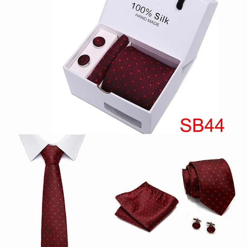 High Quality Silk Ties for Men 145cm Long Fashion Red Necktie 7.5cm Wide Formal Plaid Men's Tie  Drop Shipping