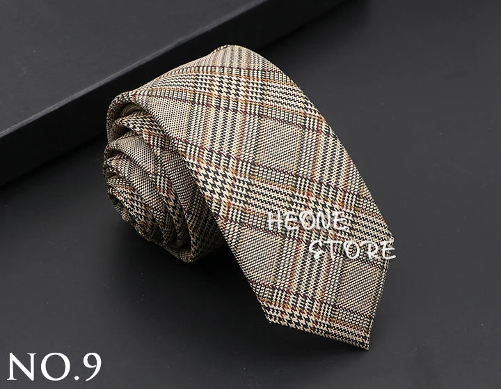 Classic Mens Solid Cotton Handmade 6cm Ties Striped Narrow Collar Slim Necktie Black Red Blue Formal Business Wedding Tie Gift