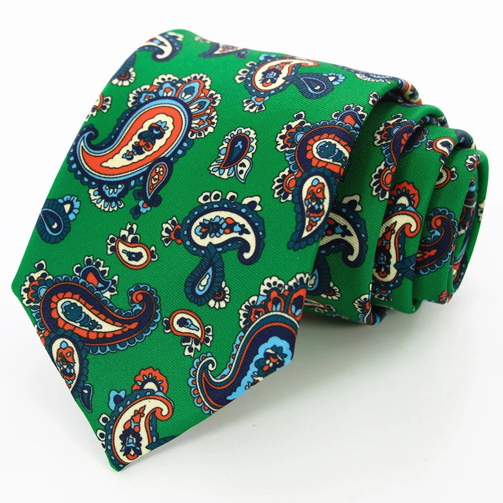 New men's fashion print tie Hand-made 8cm silk necktie Paisley floral geometric Neck Tie for business party wedding gift