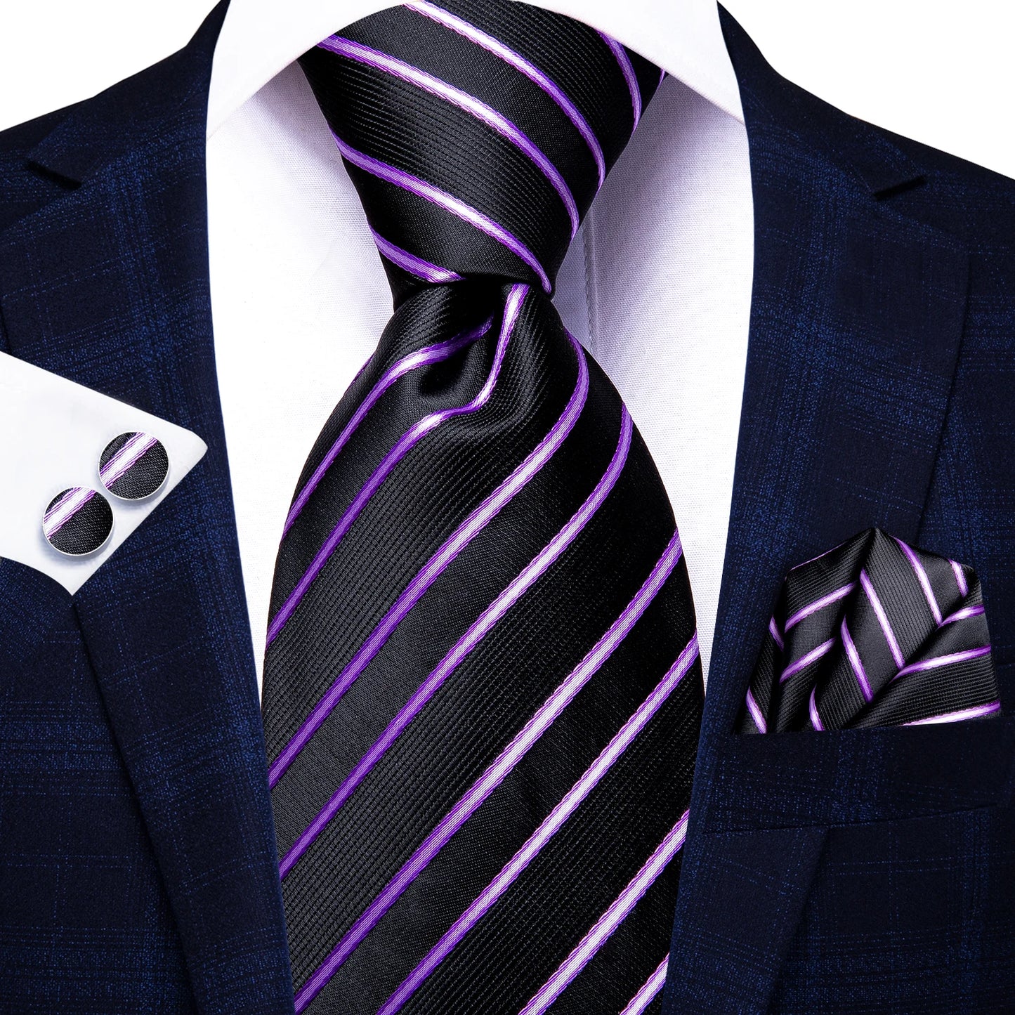 Hi-Tie 100% Silk Luxury Mens Ties Floral Black Gold Ties Paisley NeckTie Pocket Square Cufflinks Set Men's Wedding Party Tie