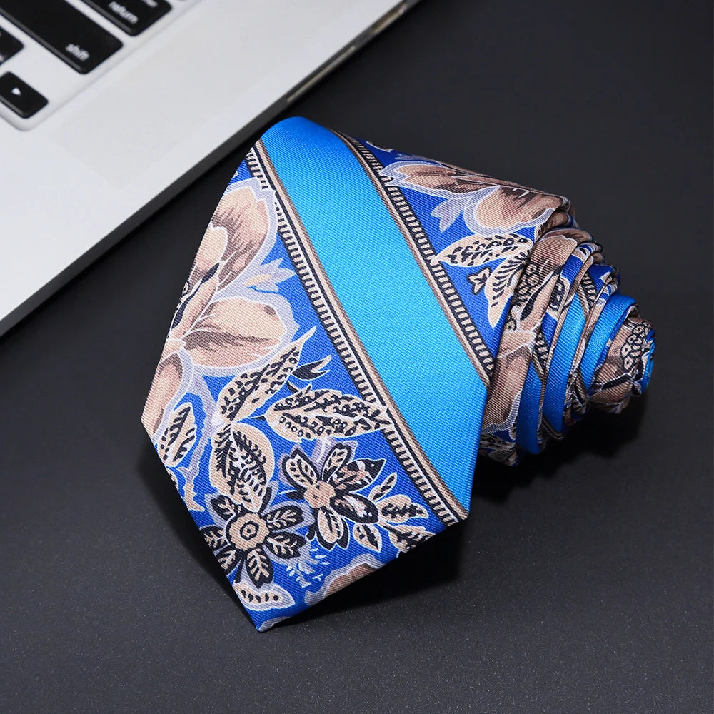 New men's fashion print tie Hand-made 8cm silk necktie Paisley floral geometric Neck Tie for business party wedding gift