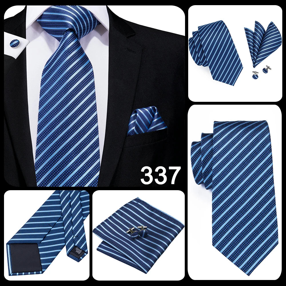 Hi-Tie Blue New Fashion Business Paisley Silk Men's Tie NeckTie 8.5cm Ties for Men Formal Luxury Wedding Quality Gravata