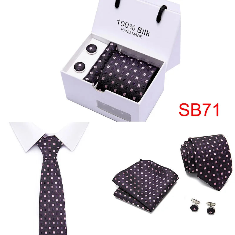 High Quality Silk Ties for Men 145cm Long Fashion Red Necktie 7.5cm Wide Formal Plaid Men's Tie  Drop Shipping