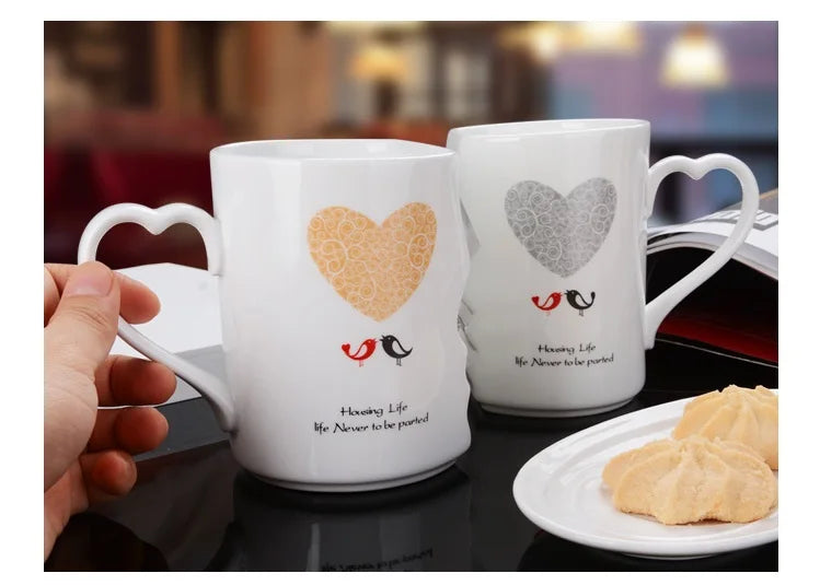 2Pcs/Set Couple Cup Ceramic Mugs Coffee Kiss Mug Creative tea cup Valentine's Day Wedding Birthday Gift