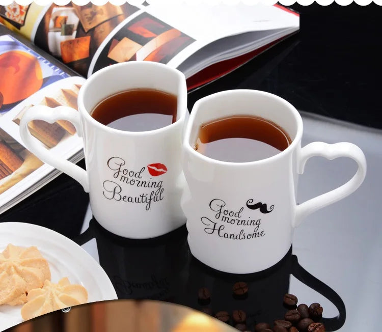 2Pcs/Set Couple Cup Ceramic Mugs Coffee Kiss Mug Creative tea cup Valentine's Day Wedding Birthday Gift