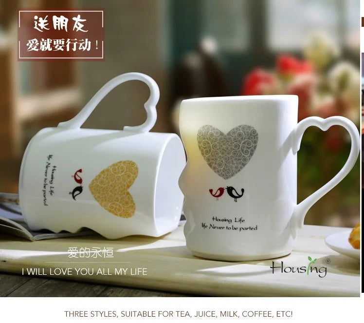 2Pcs/Set Couple Cup Ceramic Mugs Coffee Kiss Mug Creative tea cup Valentine's Day Wedding Birthday Gift