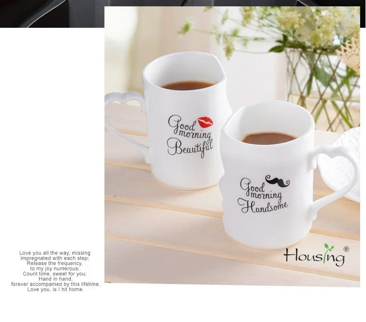2Pcs/Set Couple Cup Ceramic Mugs Coffee Kiss Mug Creative tea cup Valentine's Day Wedding Birthday Gift