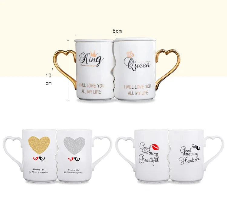 2Pcs/Set Couple Cup Ceramic Mugs Coffee Kiss Mug Creative tea cup Valentine's Day Wedding Birthday Gift