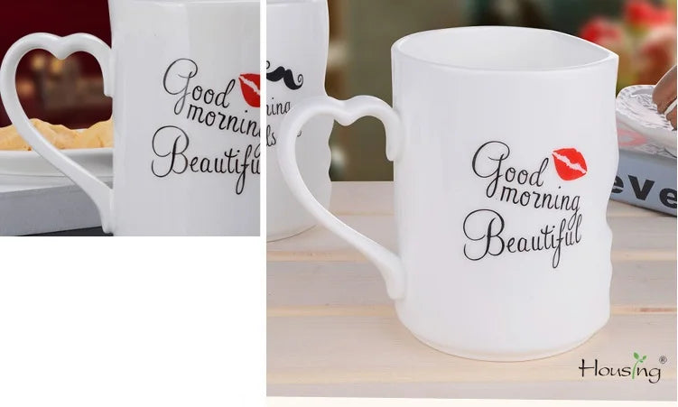 2Pcs/Set Couple Cup Ceramic Mugs Coffee Kiss Mug Creative tea cup Valentine's Day Wedding Birthday Gift
