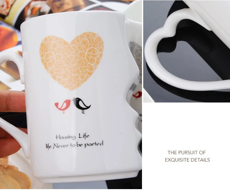 2Pcs/Set Couple Cup Ceramic Mugs Coffee Kiss Mug Creative tea cup Valentine's Day Wedding Birthday Gift