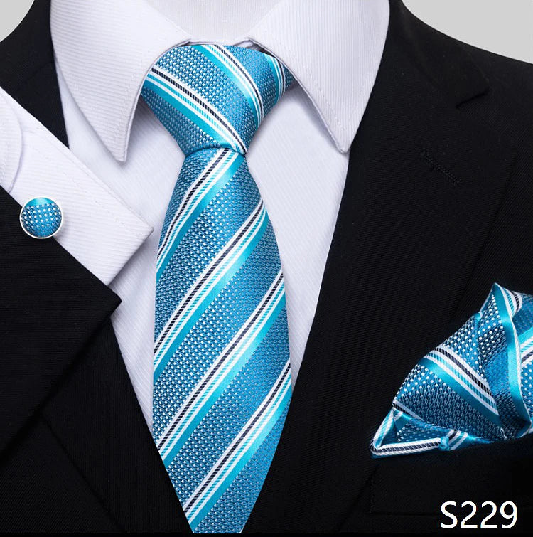 Tie For Men Blue Gold 65 Colors Sale Wedding Present Tie Pocket Squares Set Necktie Suit Accessories Fit Group Holiday Party