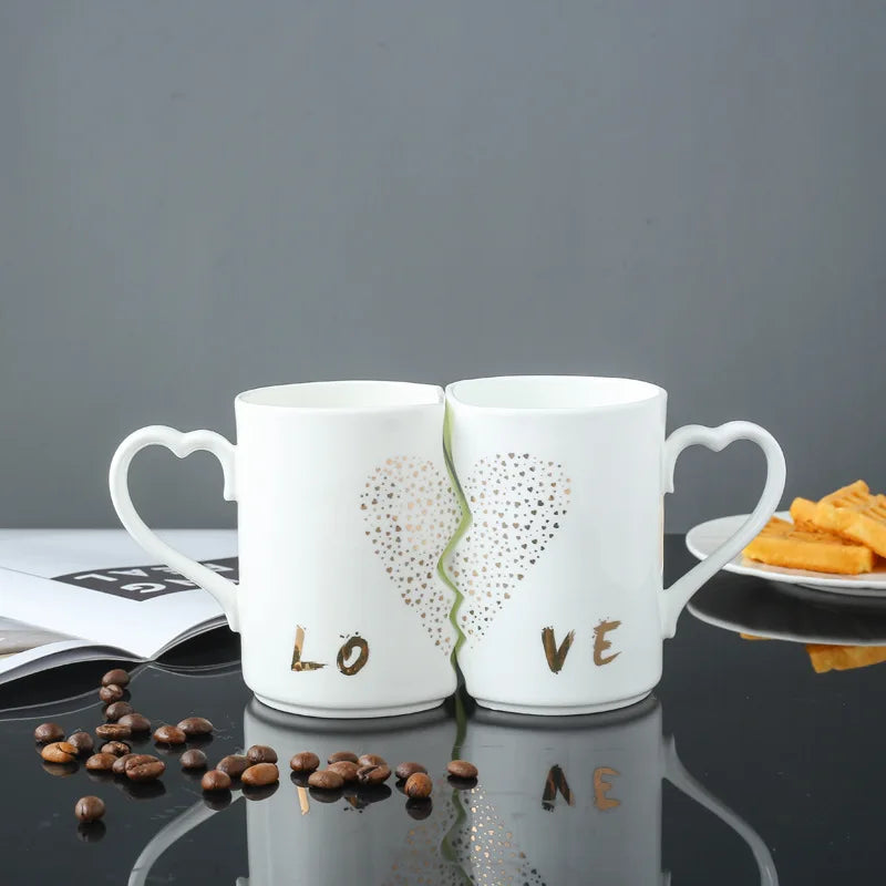 2Pcs/Set Couple Cup Ceramic Mugs Coffee Kiss Mug Creative tea cup Valentine's Day Wedding Birthday Gift