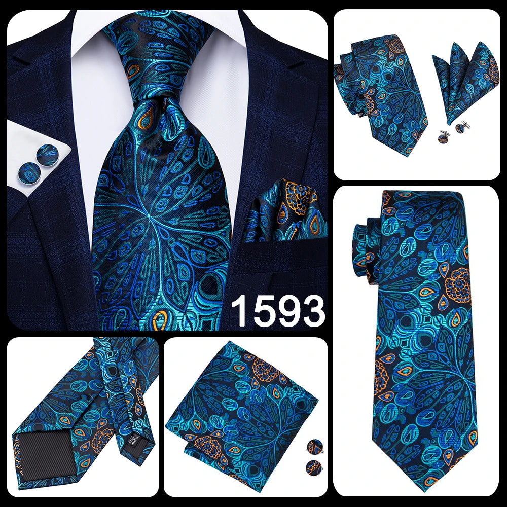 Hi-Tie Blue New Fashion Business Paisley Silk Men's Tie NeckTie 8.5cm Ties for Men Formal Luxury Wedding Quality Gravata