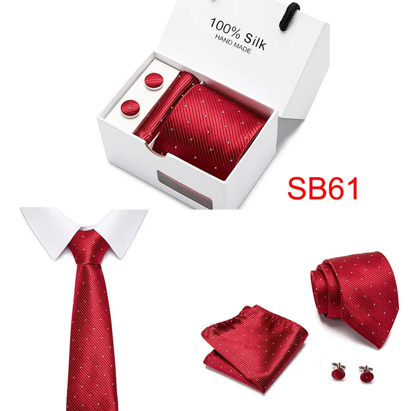 High Quality Silk Ties for Men 145cm Long Fashion Red Necktie 7.5cm Wide Formal Plaid Men's Tie  Drop Shipping