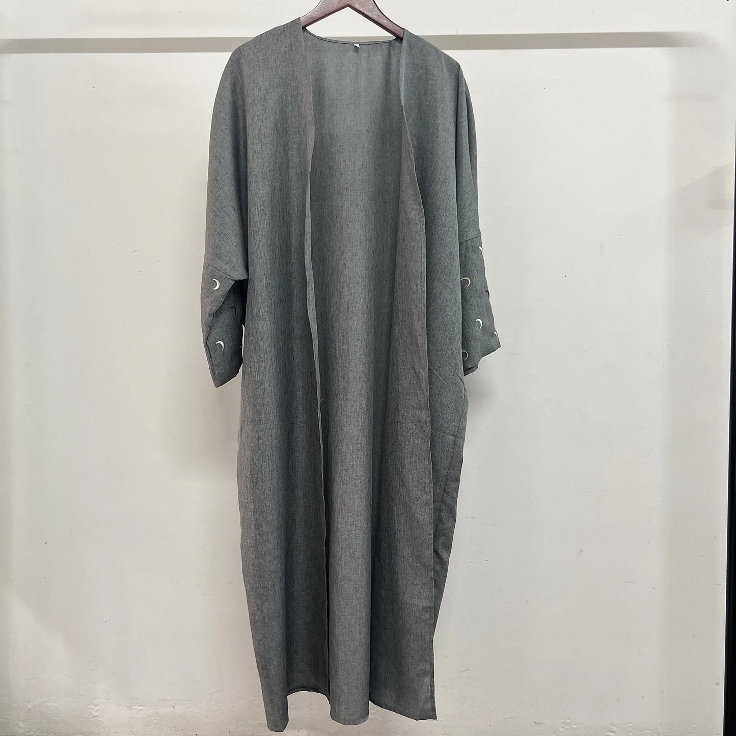 E-13 Dubai Islamic Clothing Eid Saudi Arabia Open Cardigan Moon Embroidery Muslim Abaya Dress for Women Casual All Breathable