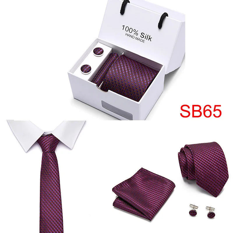 High Quality Silk Ties for Men 145cm Long Fashion Red Necktie 7.5cm Wide Formal Plaid Men's Tie  Drop Shipping