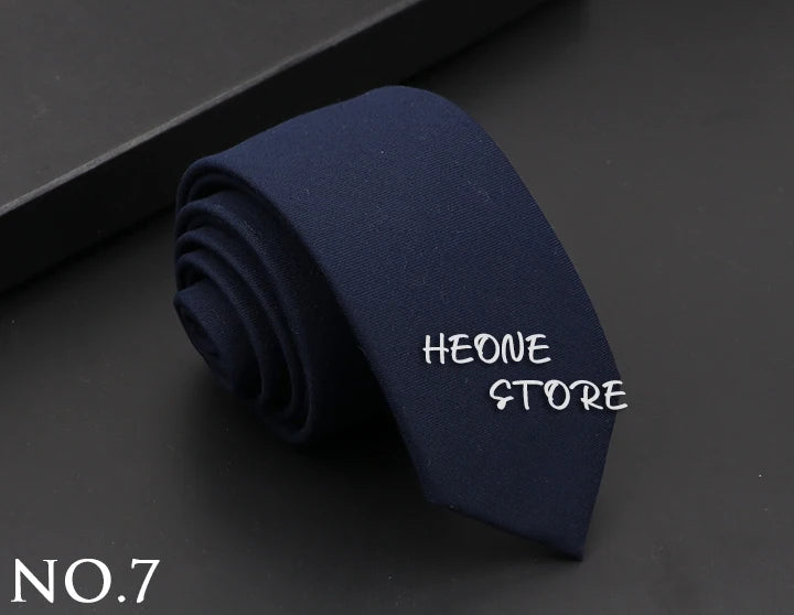 Classic Mens Solid Cotton Handmade 6cm Ties Striped Narrow Collar Slim Necktie Black Red Blue Formal Business Wedding Tie Gift