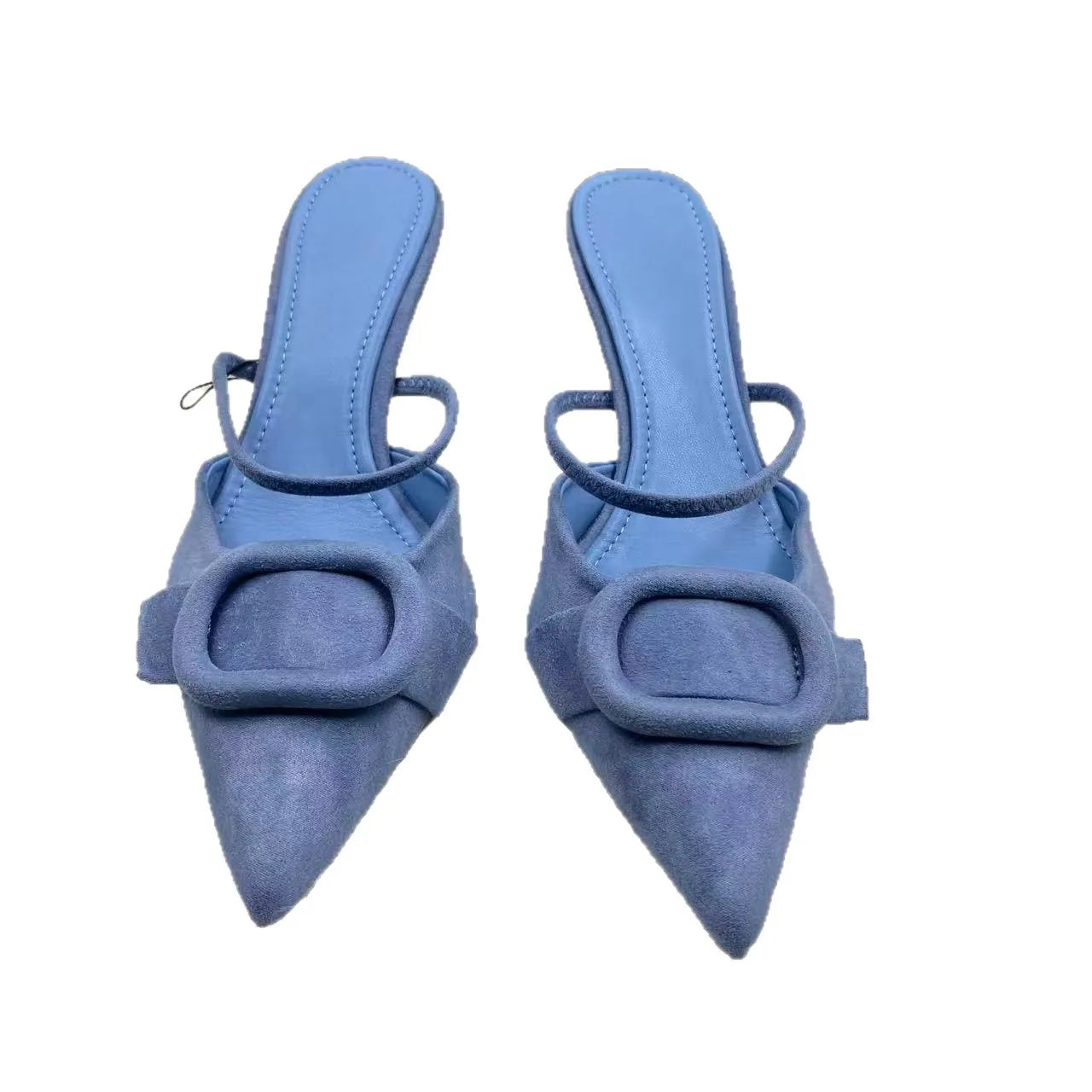 ZA Women's 2026 Summer Nude Sandals Pearl Rhinestone Pointed Toe Mules Heel Back Strap Party Wedding Dress Shoes Elegant Pumps