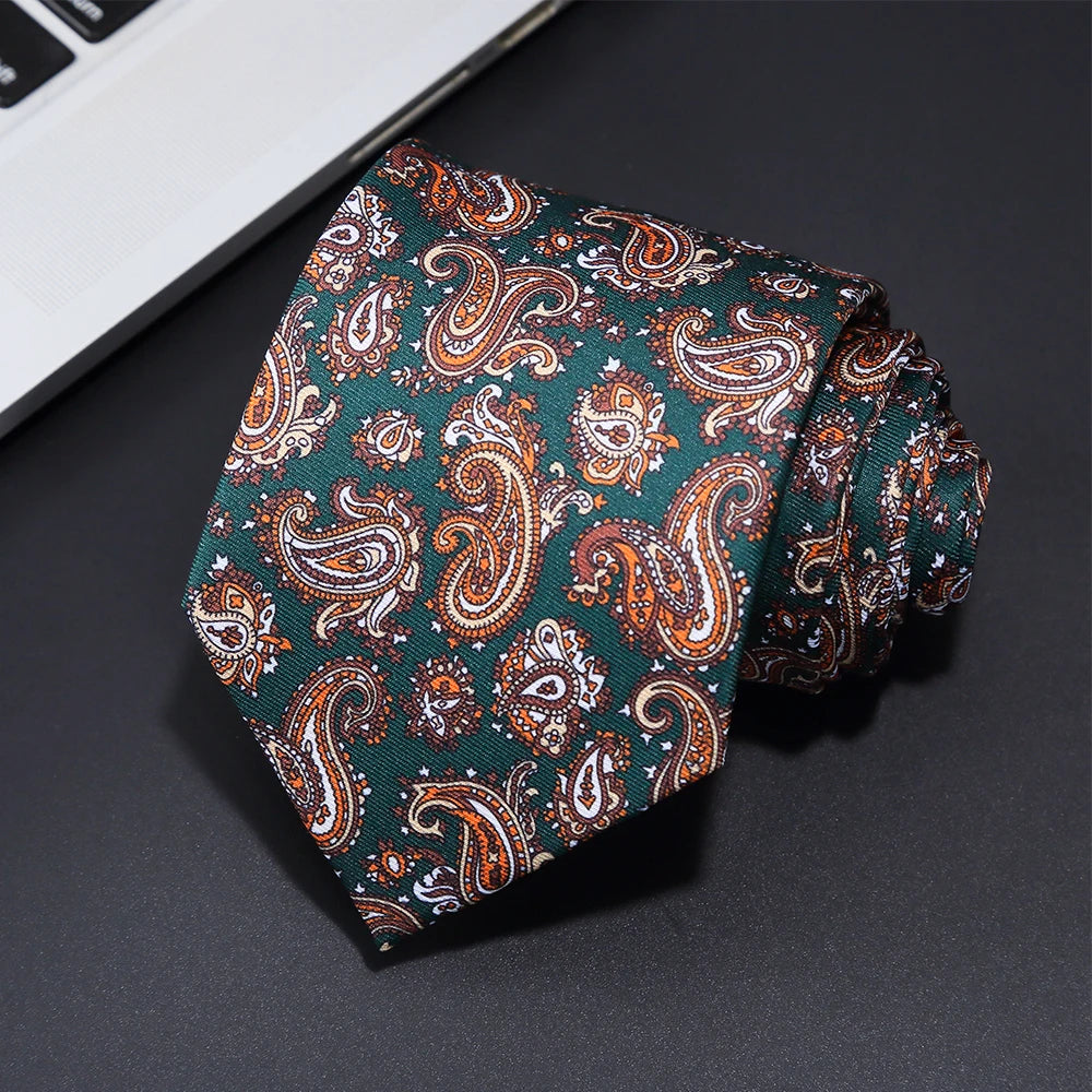 New men's fashion print tie Hand-made 8cm silk necktie Paisley floral geometric Neck Tie for business party wedding gift