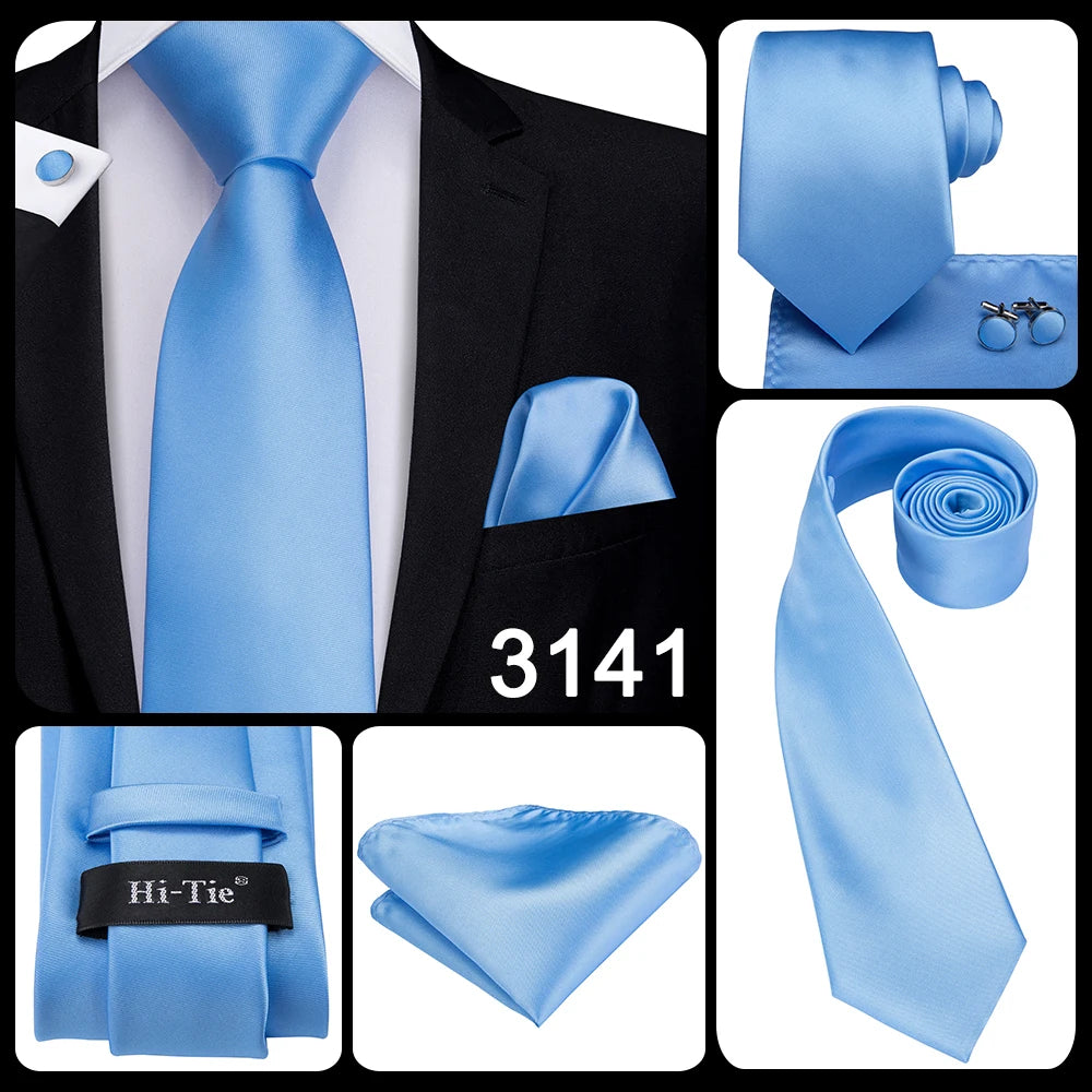 Hi-Tie Blue New Fashion Business Paisley Silk Men's Tie NeckTie 8.5cm Ties for Men Formal Luxury Wedding Quality Gravata