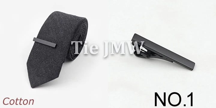 Tie&Clip Set Fashion 6cm Solid Color Linen/Cotton Necktie Bright Ties Pin Clips Clasp Colourful for Men's Clothing Accessories