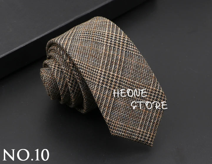 Classic Mens Solid Cotton Handmade 6cm Ties Striped Narrow Collar Slim Necktie Black Red Blue Formal Business Wedding Tie Gift