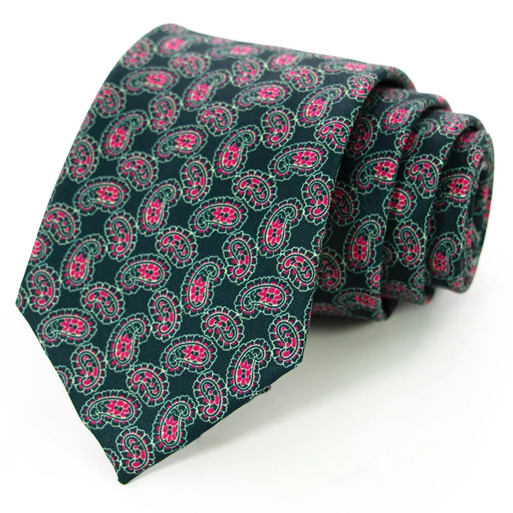 New men's fashion print tie Hand-made 8cm silk necktie Paisley floral geometric Neck Tie for business party wedding gift