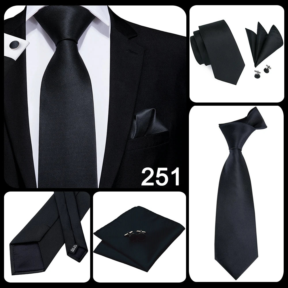 Hi-Tie Blue Business Solid Silk Men's Tie NeckTie 8.5cm Ties for Men Formal Luxury Wedding High Quality Gravata