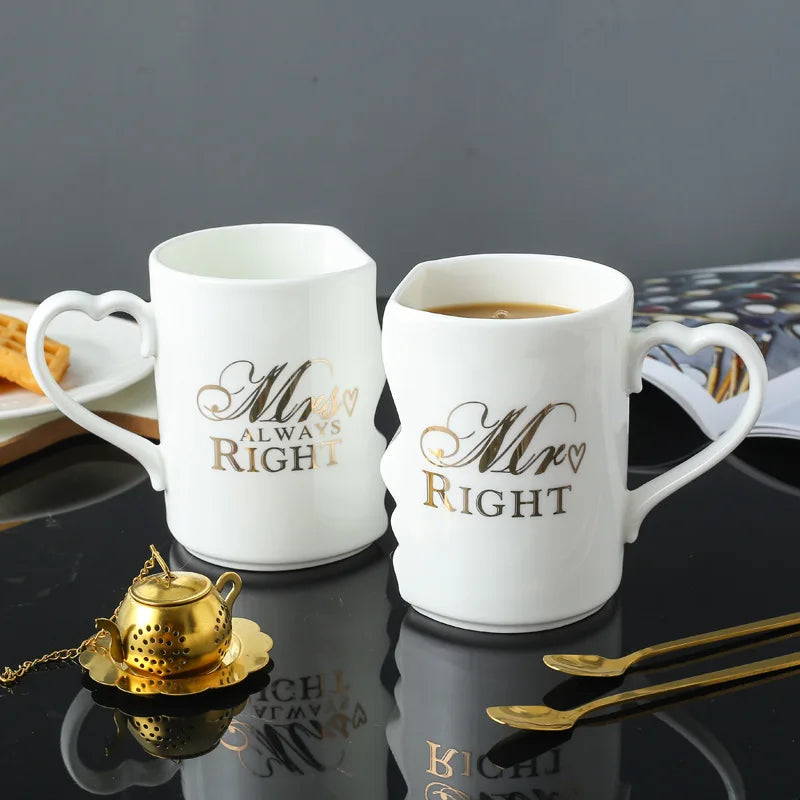 2Pcs/Set Couple Cup Ceramic Mugs Coffee Kiss Mug Creative tea cup Valentine's Day Wedding Birthday Gift