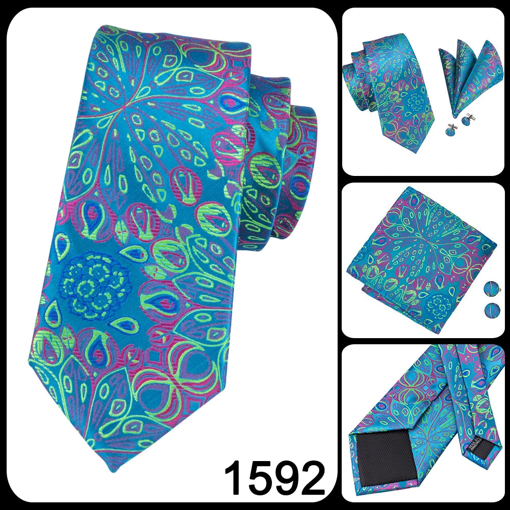 Hi-Tie Blue New Fashion Business Paisley Silk Men's Tie NeckTie 8.5cm Ties for Men Formal Luxury Wedding Quality Gravata