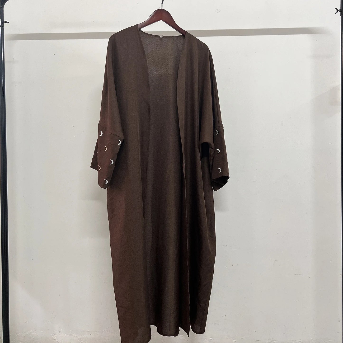 E-13 Dubai Islamic Clothing Eid Saudi Arabia Open Cardigan Moon Embroidery Muslim Abaya Dress for Women Casual All Breathable