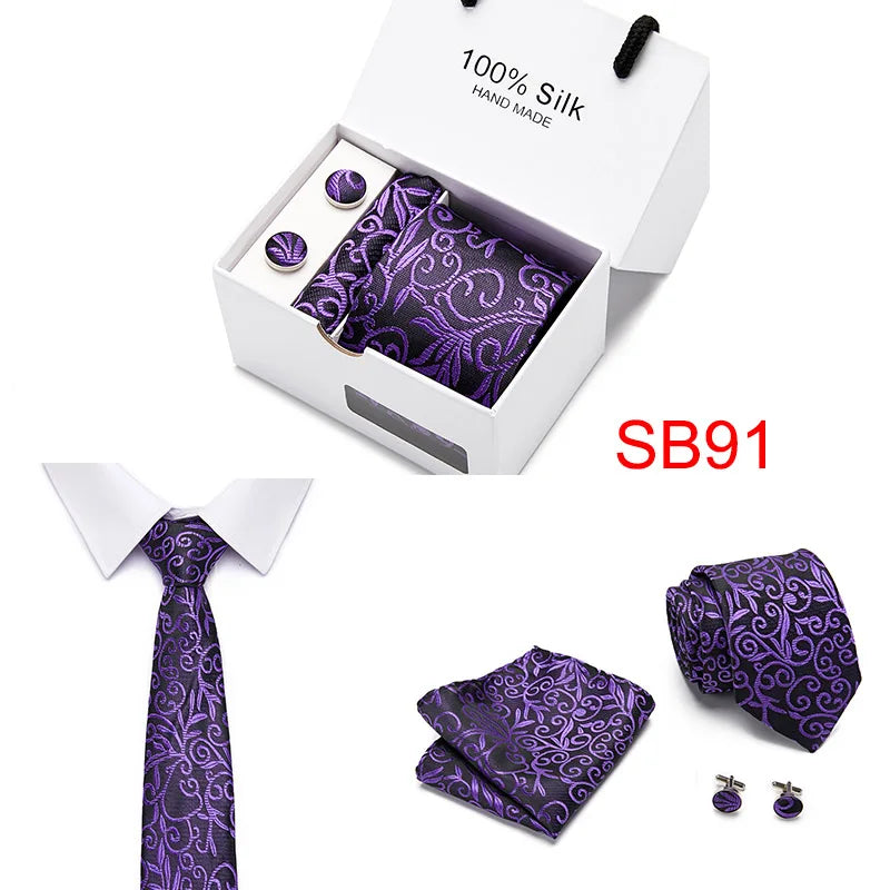 High Quality Silk Ties for Men 145cm Long Fashion Red Necktie 7.5cm Wide Formal Plaid Men's Tie  Drop Shipping