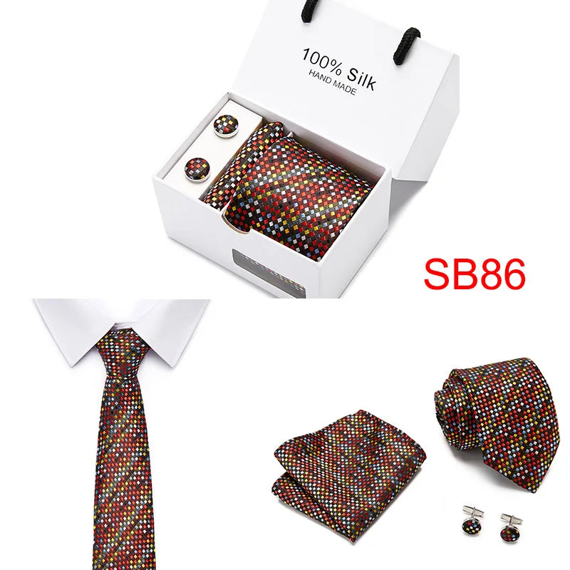 High Quality Silk Ties for Men 145cm Long Fashion Red Necktie 7.5cm Wide Formal Plaid Men's Tie  Drop Shipping