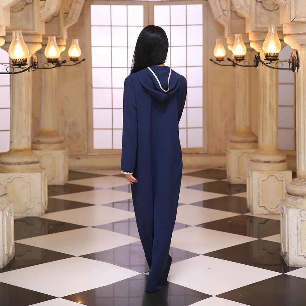 Ramadan Eid Blue Abaya Dubai Turkey Islam Hijab Muslim Dress Kaftan Robe Longue Femme Kebaya African Dresses For Women Caftan