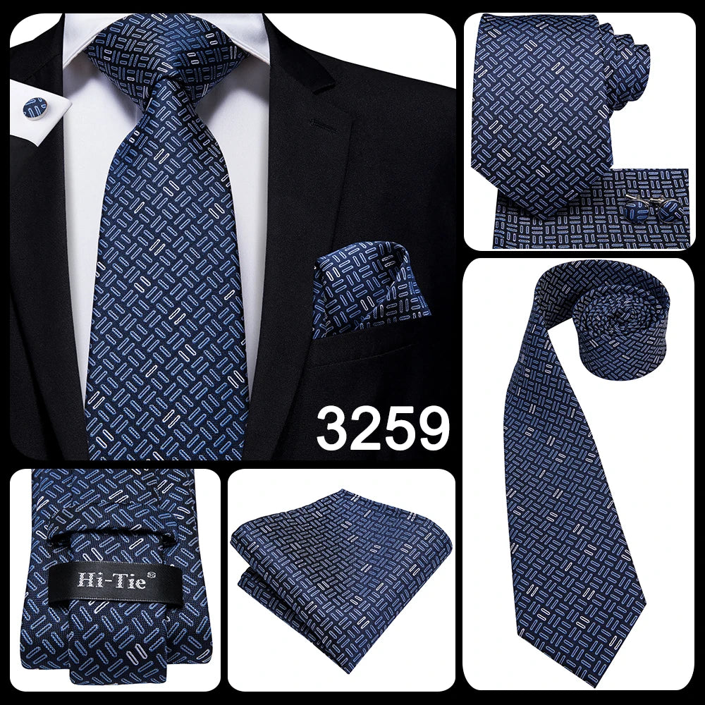Hi-Tie Blue New Fashion Business Paisley Silk Men's Tie NeckTie 8.5cm Ties for Men Formal Luxury Wedding Quality Gravata