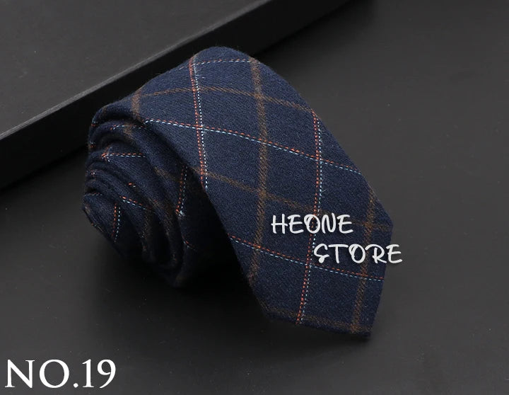 Classic Mens Solid Cotton Handmade 6cm Ties Striped Narrow Collar Slim Necktie Black Red Blue Formal Business Wedding Tie Gift