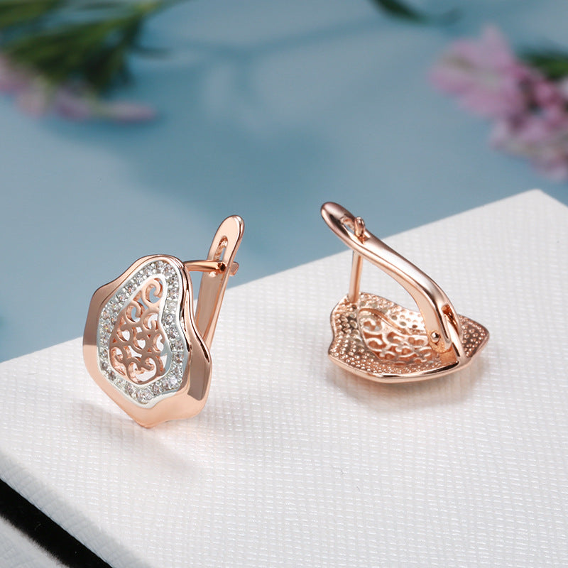 Geometry Pattern Hollow Carved Two-tone Earrings