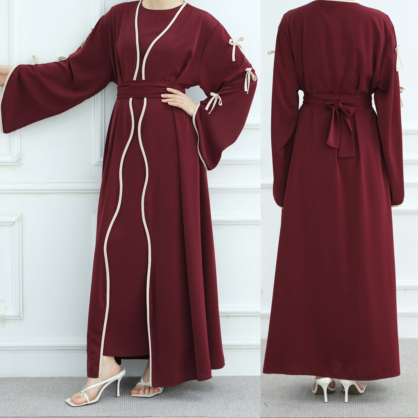 Elegant Bow Abaya Suit with Inner Top - Premium Modest Fashion