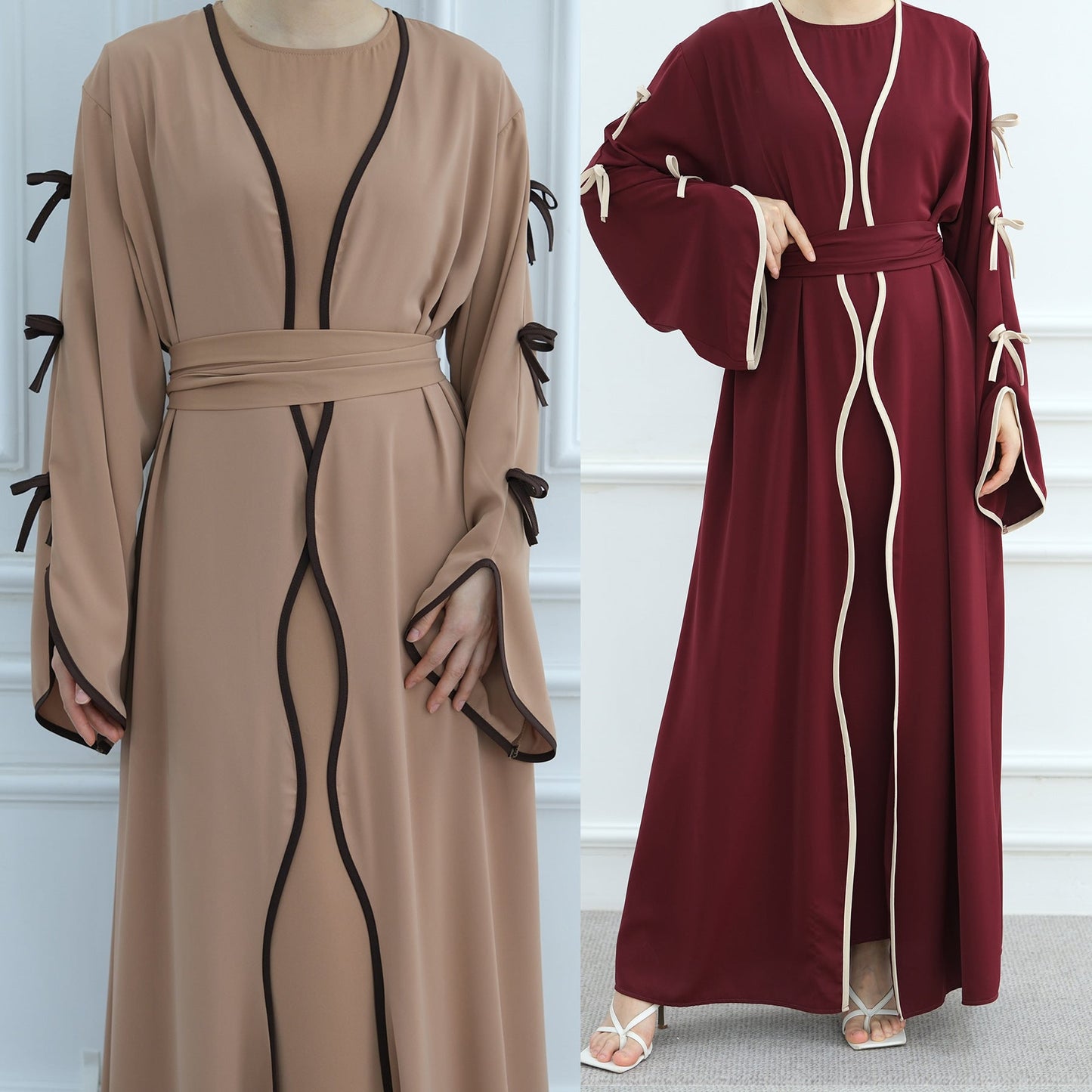 Elegant Bow Abaya Suit with Inner Top - Premium Modest Fashion