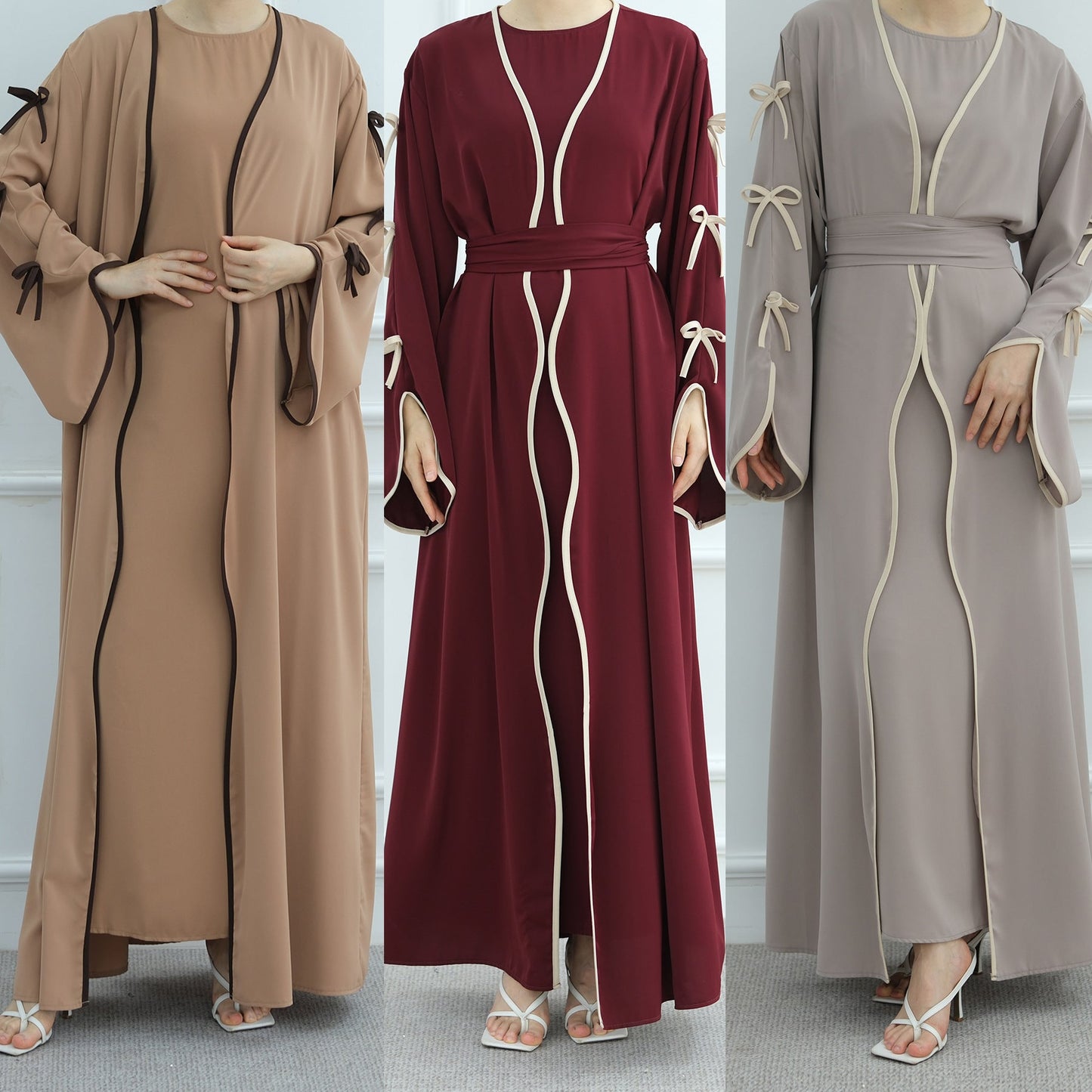 Elegant Bow Abaya Suit with Inner Top - Premium Modest Fashion