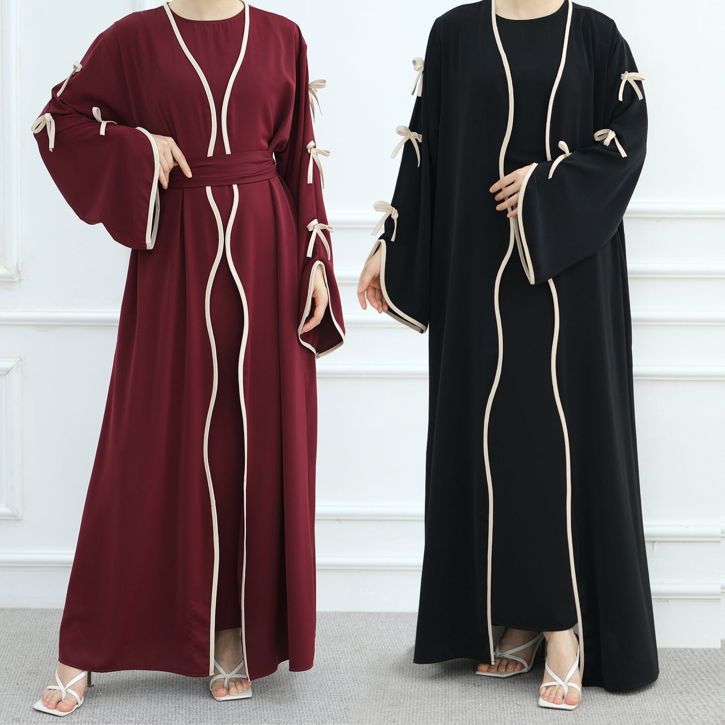 Elegant Bow Abaya Suit with Inner Top - Premium Modest Fashion