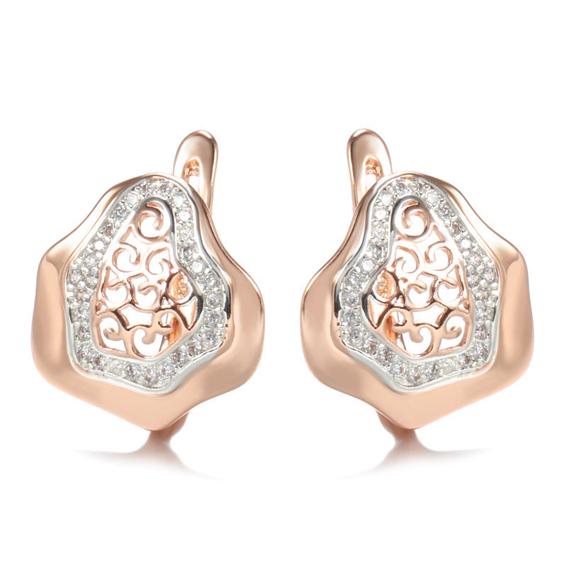 Geometry Pattern Hollow Carved Two-tone Earrings
