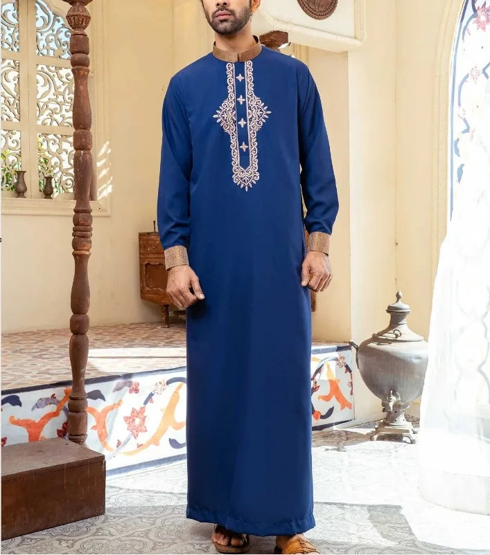 Mid East Islamic Men Clothes Muslim Fashion Abaya Men Embroidered Loose Stand Collar Long Robe Ethnic Style 2026 Man Jubba Thobe